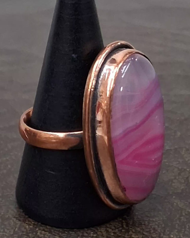 Agate Copper Ring Size 9