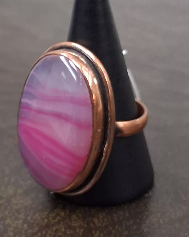 Agate Copper Ring Size 9